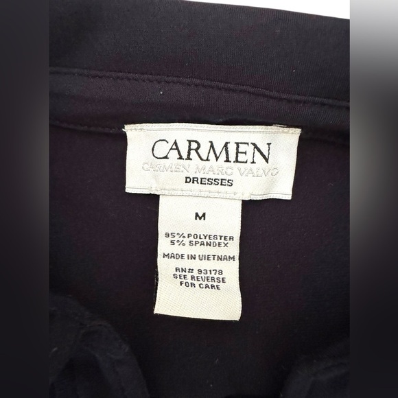 Carmen Marc Valvo Long Maxi‎ Navy Blue Dress Gold Buttons Size Medium EUC - Picture 4 of 8